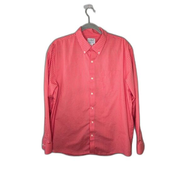 L.L. Bean Men's Orange Free Check Slightly Fitted Button Down Shirt Size Large - Picture 1 of 7